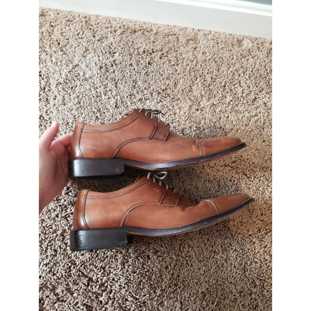 J Murphy derby oxford cap toe leather lace up brown casual mens 9